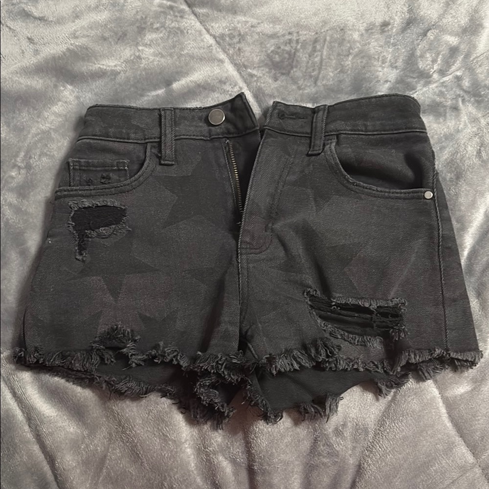 Material Girl Black Jean Shorts Distressed High-Waisted